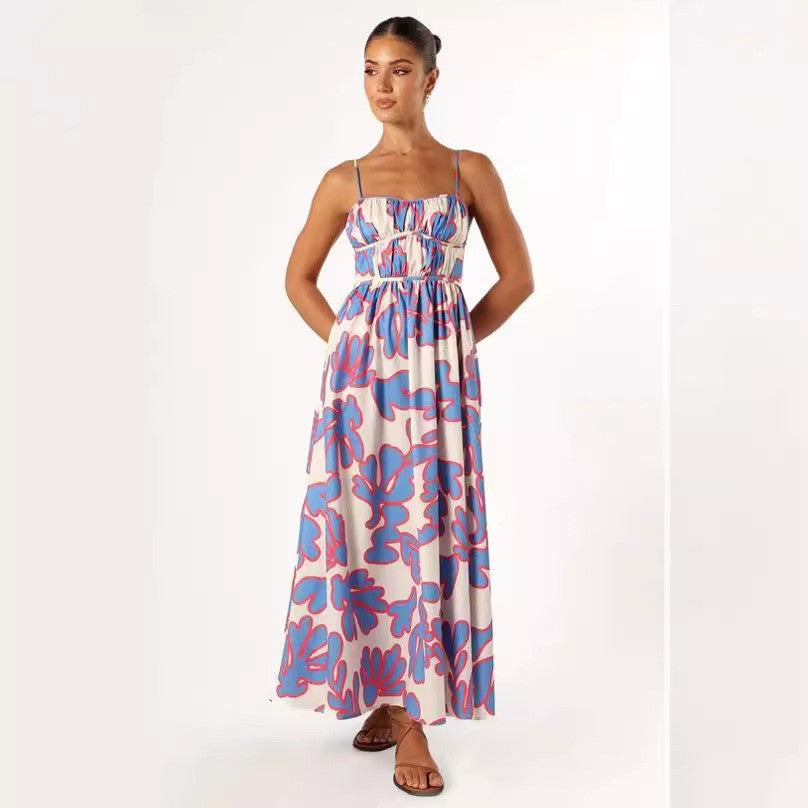 Dames Robe Maxi Florale Fluide Chic und Stil
