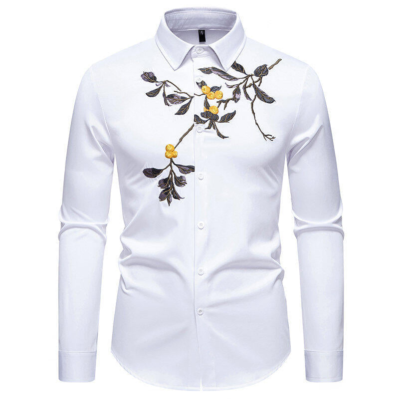 Chemise à manches longues élégante brodée pour hommes Chic und Stil