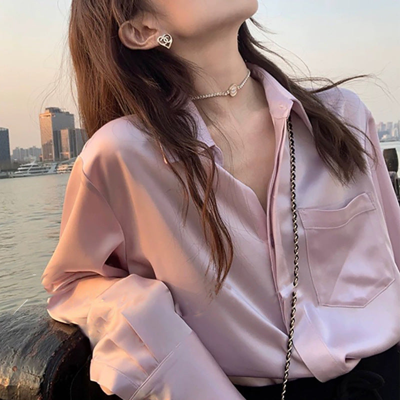 Blouse boutonnée en soie luxueuse pour femme Chic und Stil