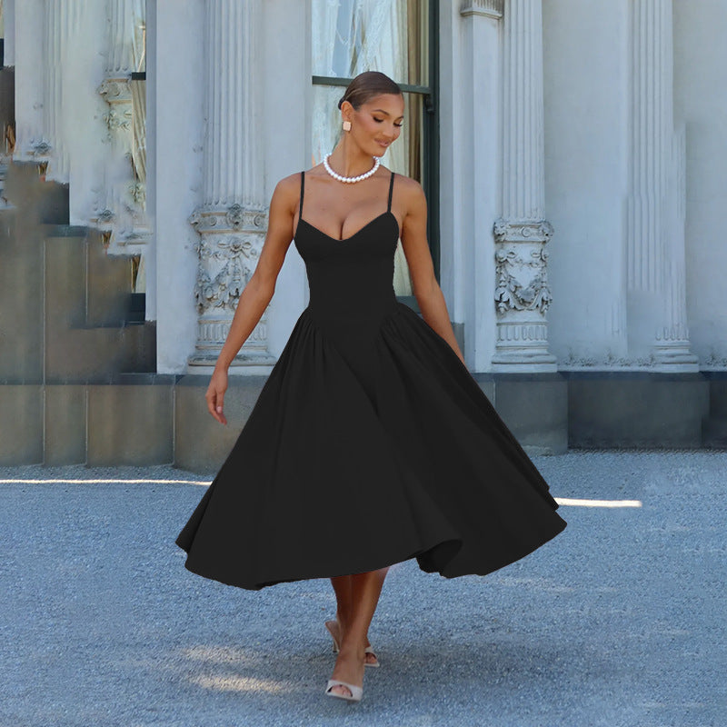 Robe maxi A-ligne pour dames avec bretelles spaghetti Chic und Stil