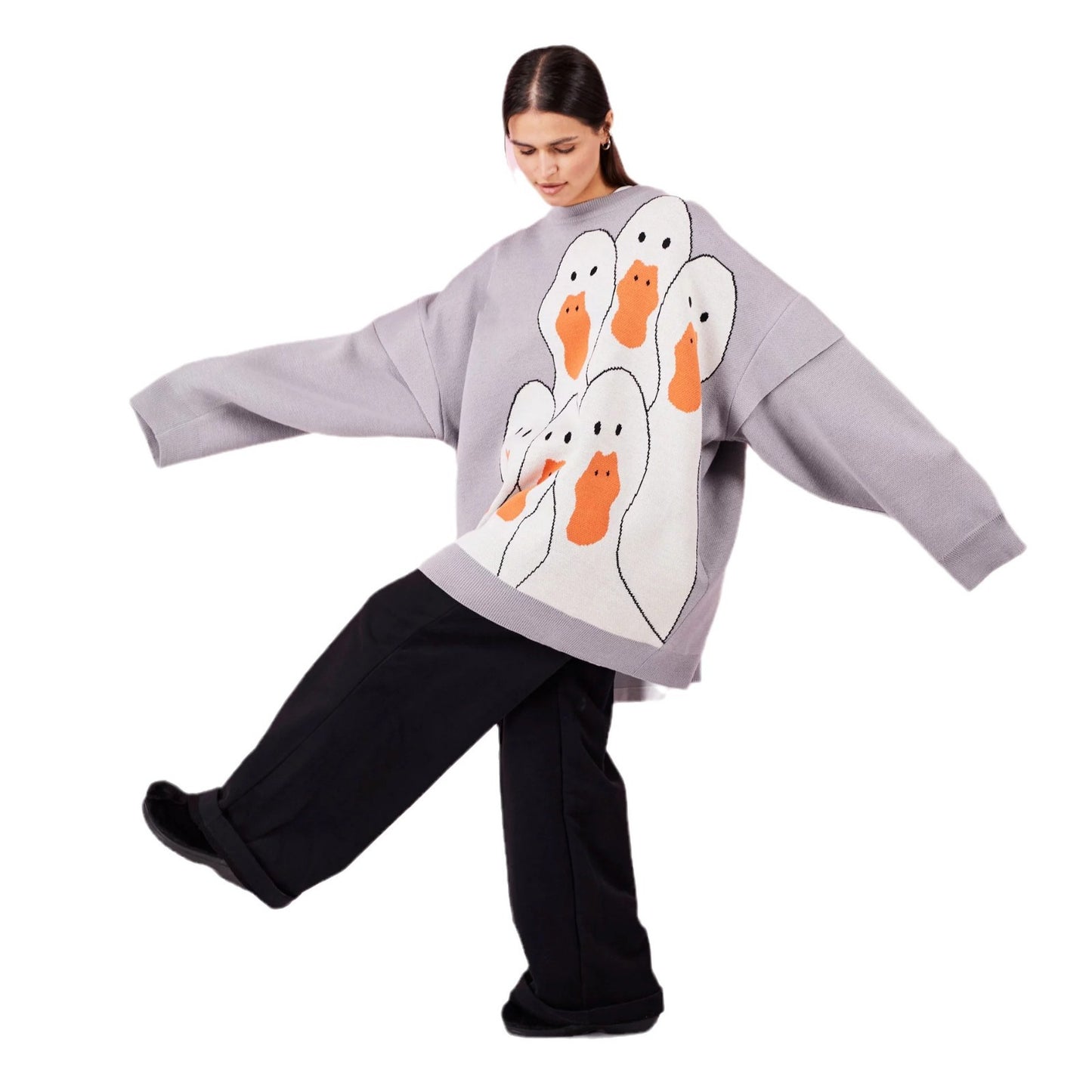 Dame Sweatshirt avec motif de canard créatif et coupe décontractée Chic und Stil