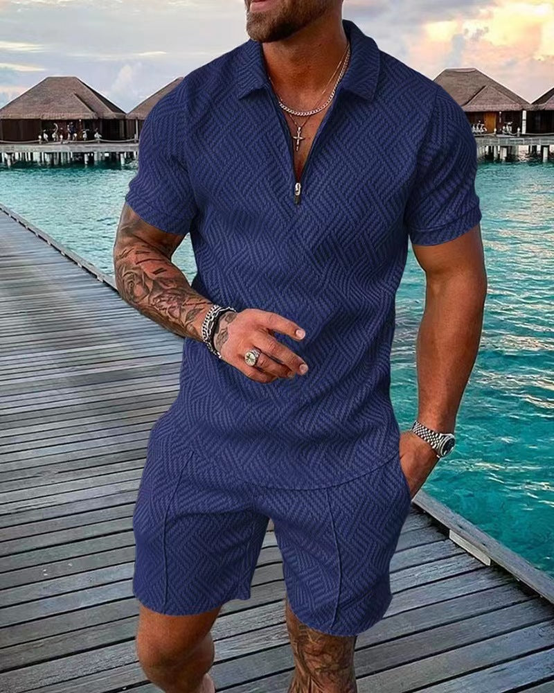 Combinaison courte tendance pour hommes avec un design texturé Chic und Stil