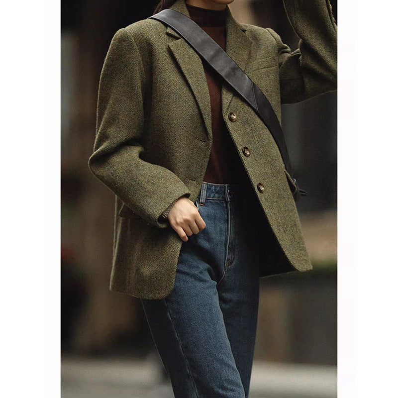 Blazer Herringbone Ajusté pour Femmes Chic und Stil