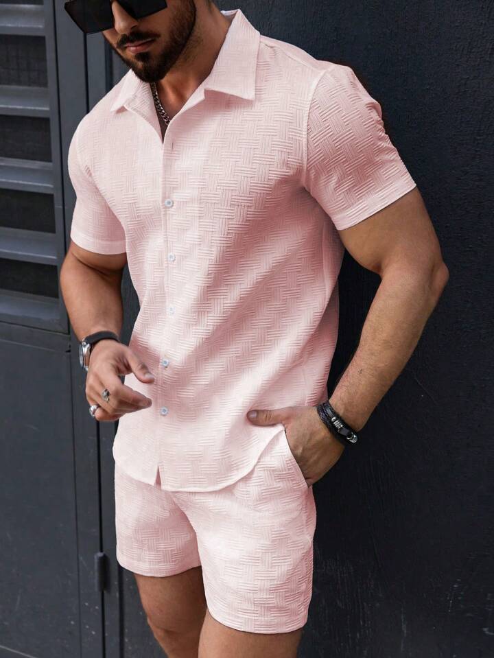 Hommes Ensemble court à manches courtes texturé Chic und Stil