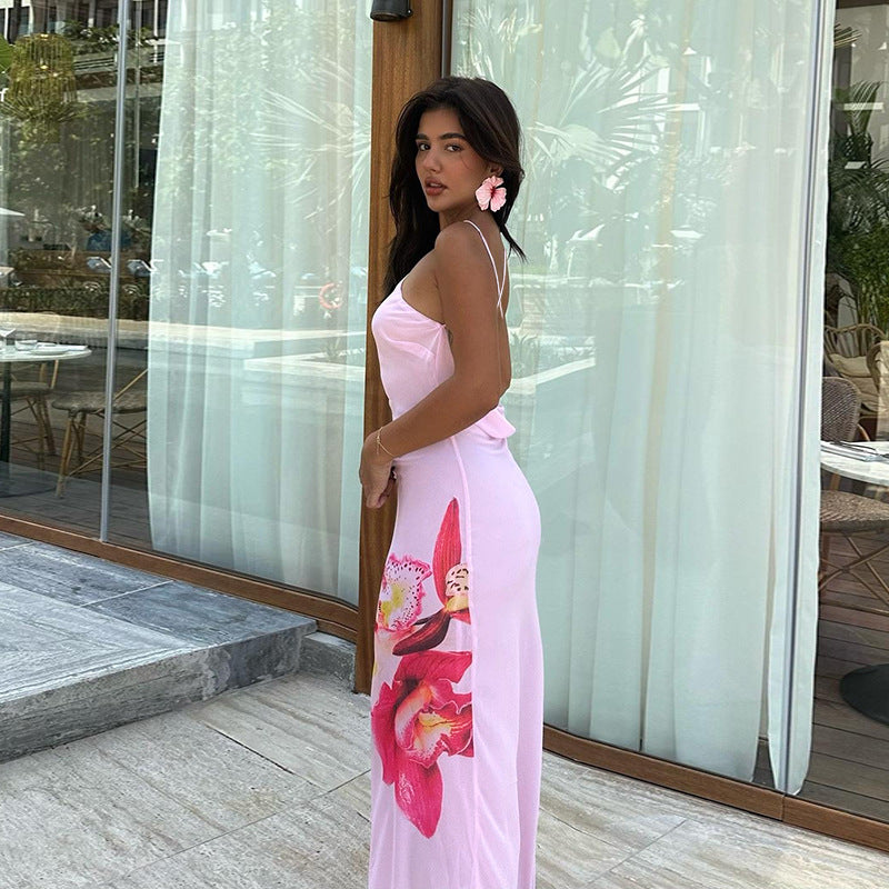 Robe maxi imprimée florale Chic und Stil pour femmes