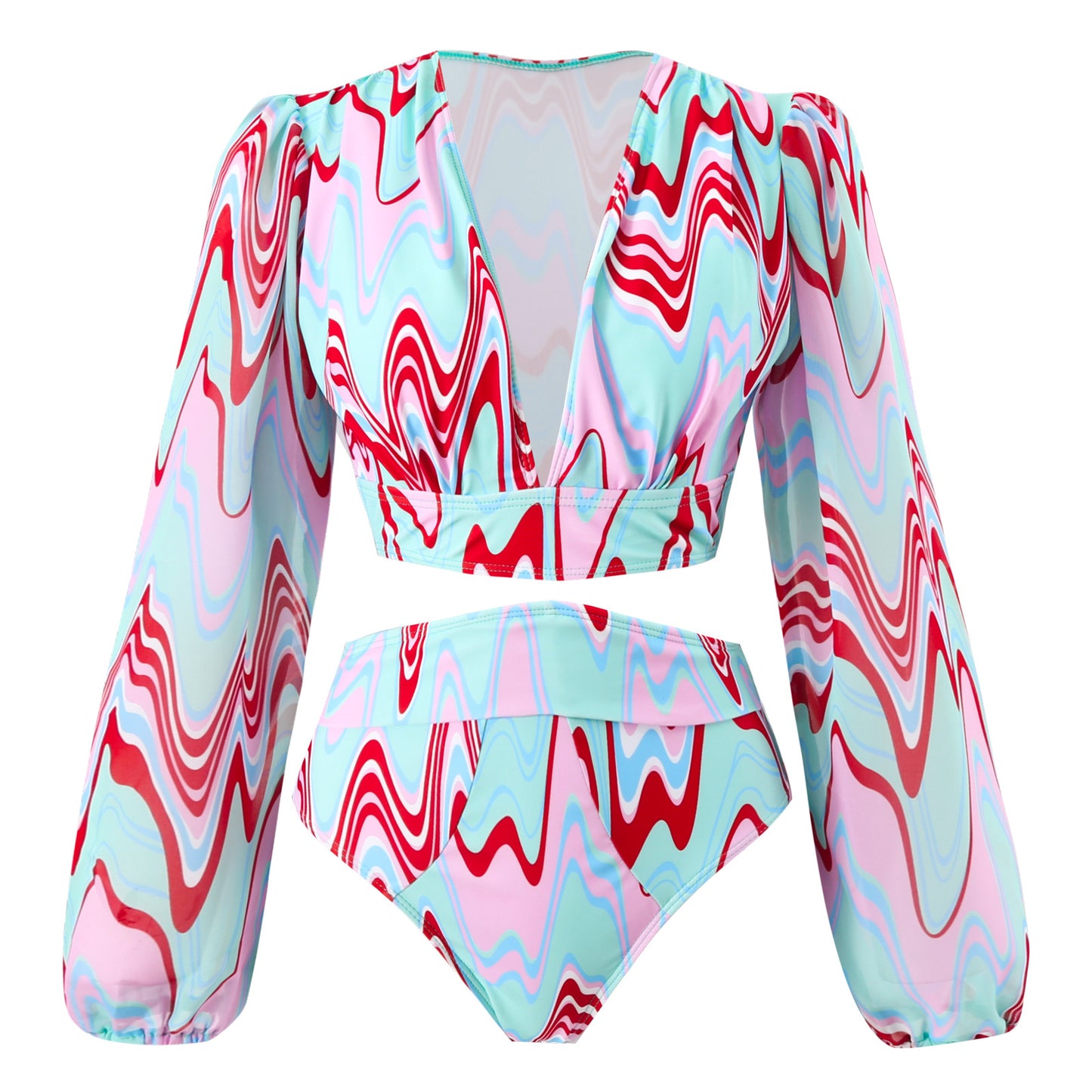 Maillot de bain pour femmes avec décolleté en V élégant et manches fluides Chic und Stil