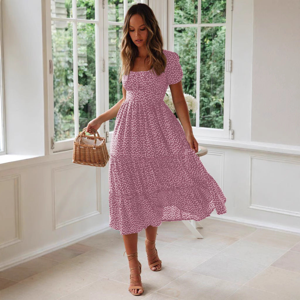 Robe midi à fleurs à volants pour femme Chic und Stil