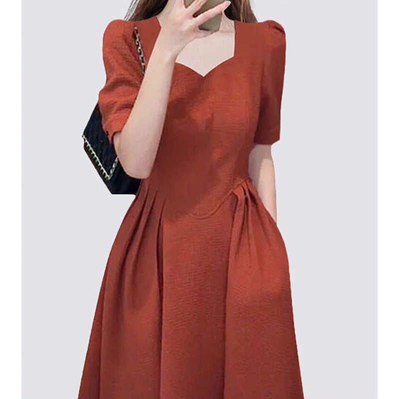 Robe midi à manches bouffantes élégante pour femmes Chic und Stil