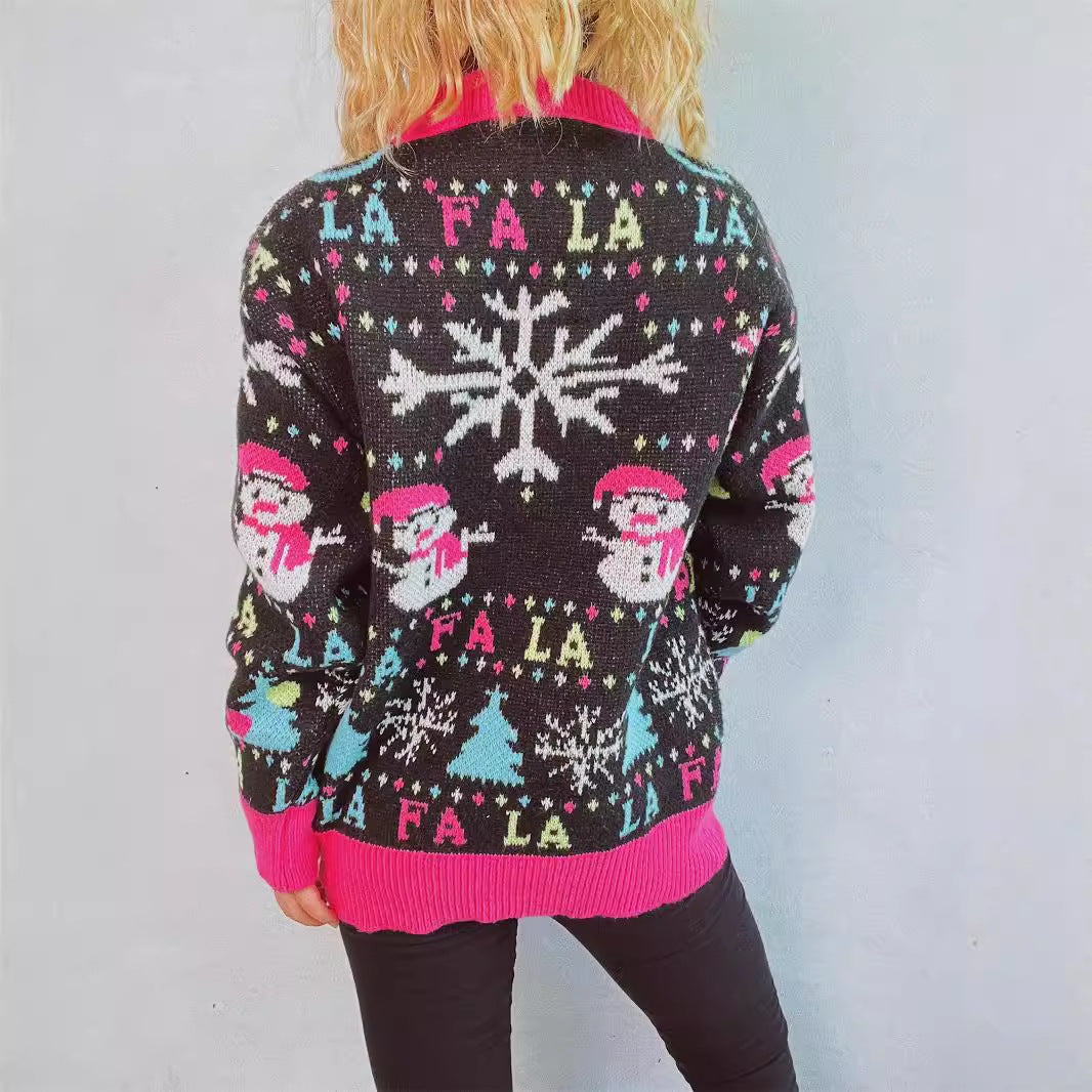 Pull féminin de Noël avec des applications colorées et un design festif Chic und Stil