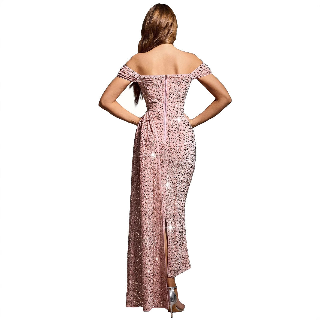 Robe de soirée à sequins off-shoulder pour femmes Chic und Stil
