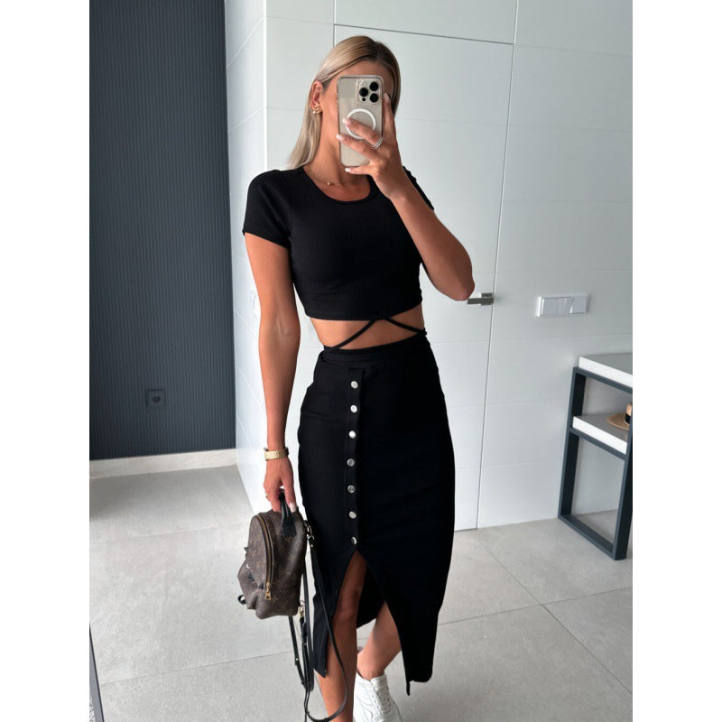 Robe midi en tricot côtelé pour femmes Chic und Stil