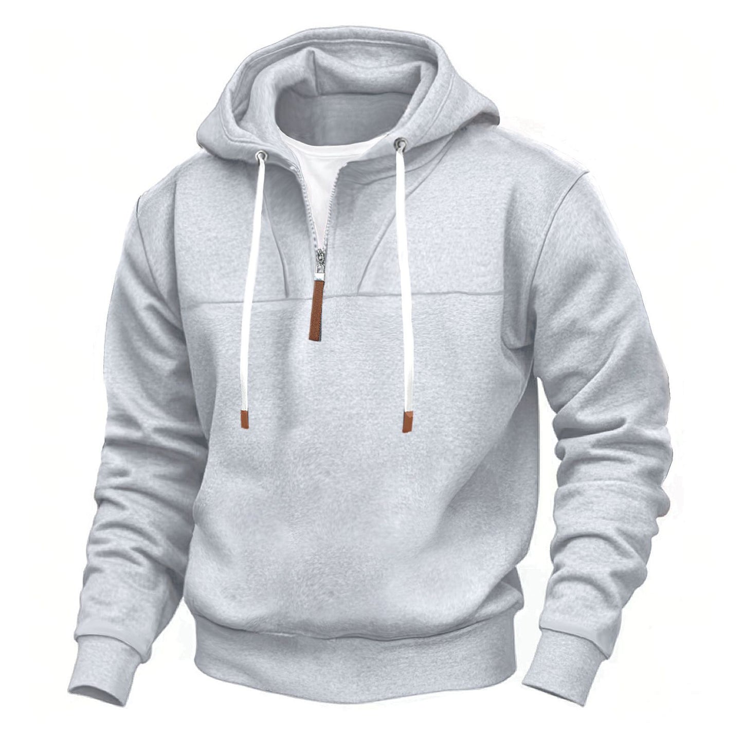 Hommes pull à capuche tendance avec col montant et fermeture éclair Chic und Stil