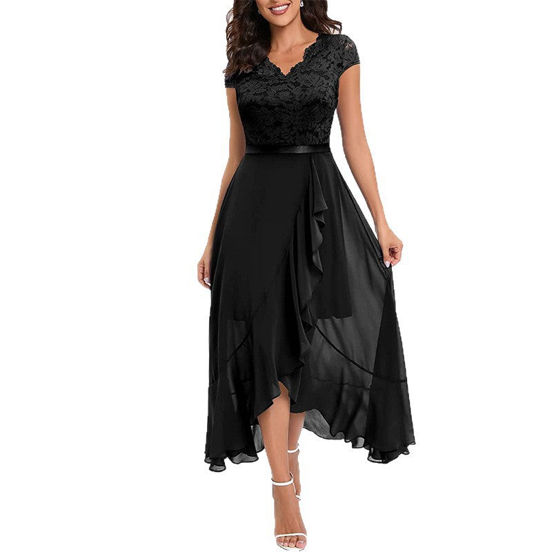 Robe de soirée à volants en dentelle pour femmes Chic und Stil
