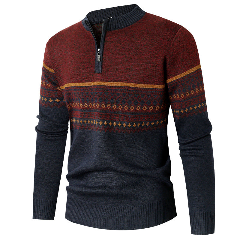 Pull homme avec fermeture éclair moderne et motif géométrique Chic und Stil