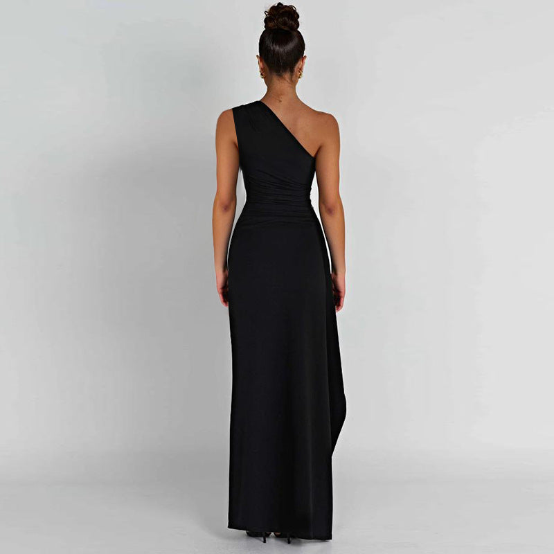 Robe de soirée asymétrique pour femmes avec haute fente Chic und Stil