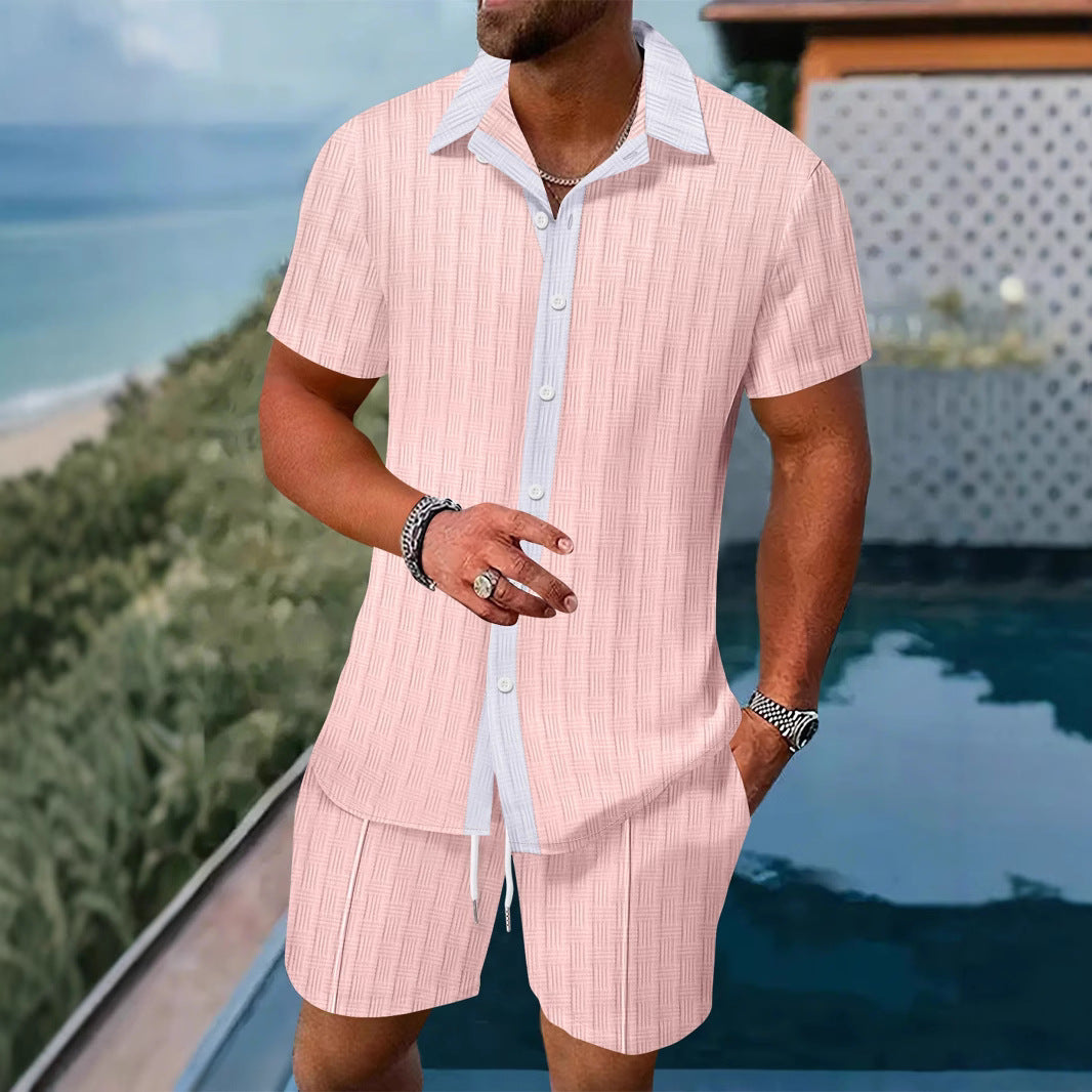 Chemise de loisirs pour hommes avec patte de boutonnage et ensemble de shorts Chic und Stil