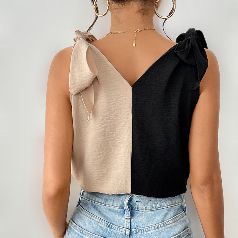 Blouse à épaules liées asymétrique pour femmes Chic und Stil
