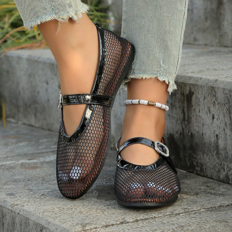 Ballerines élégantes pour dames avec design en maille respirante et bandoulière à la mode Chic und Stil