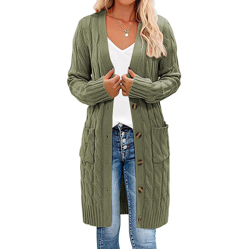 Cardigan femme en gros tricot avec poches et détails de boutons Chic und Stil