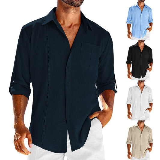 Chemise à manches longues décontractée pour hommes avec patte de boutonnage décorative et poche poitrine Chic und Stil
