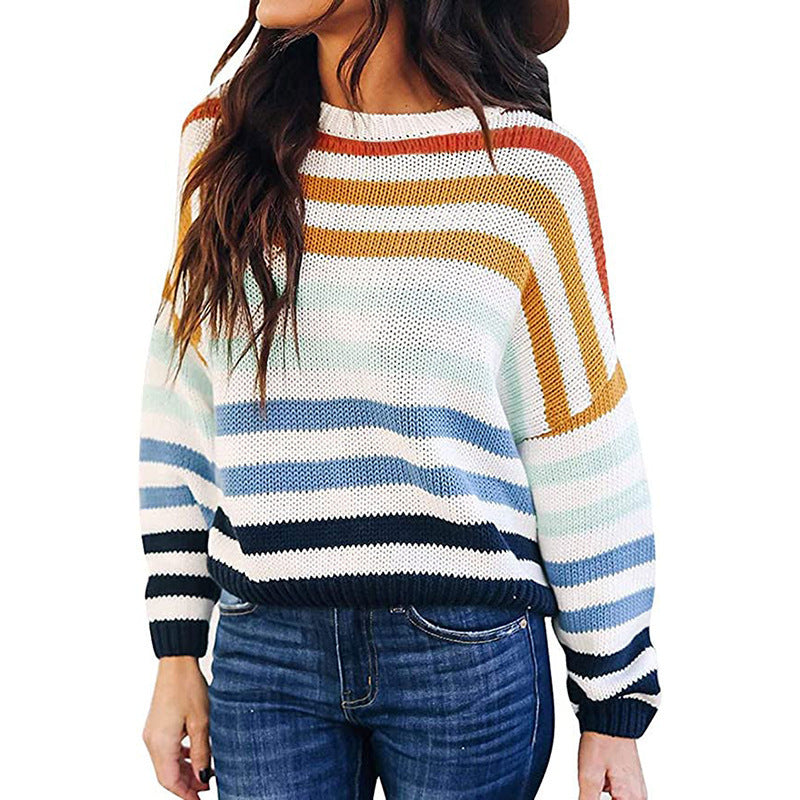 Dames Pull en tricot décontracté avec motif rayé Chic und Stil