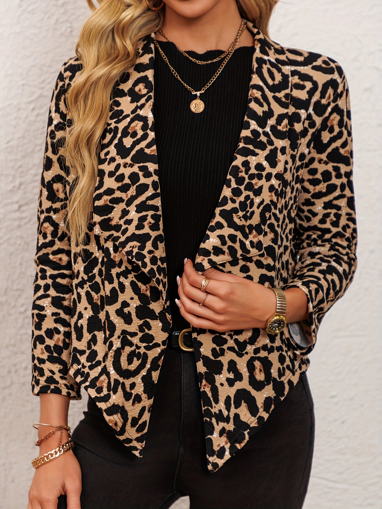 Blazer à motif animalier féminin tendance Chic und Stil