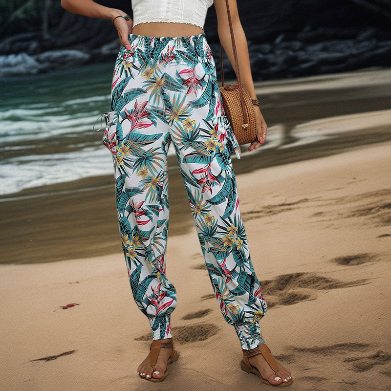 Women Tropical Cargo Pants Chic and Style