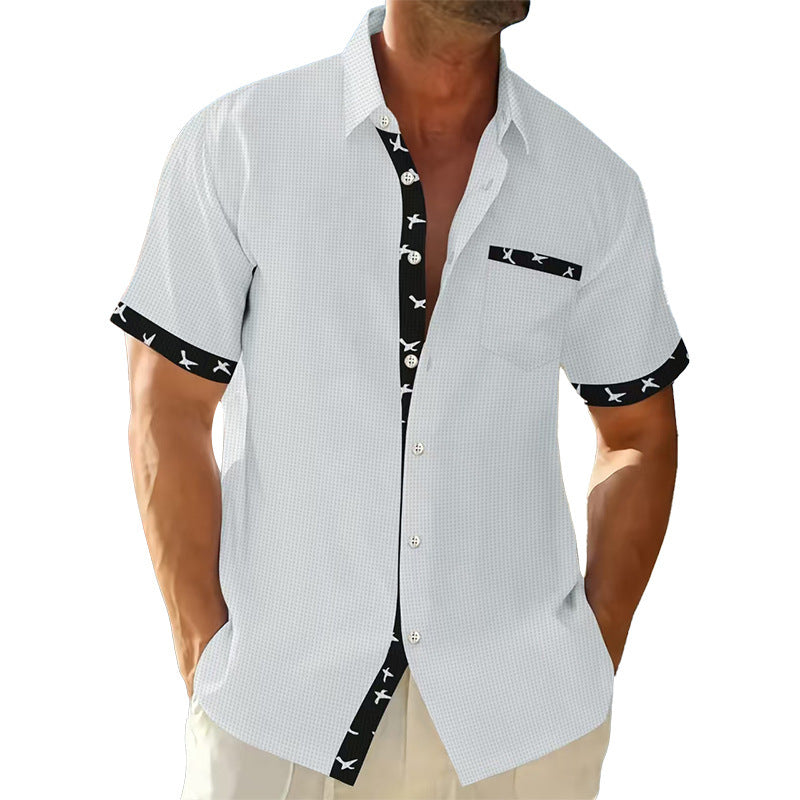 Chemise à manches courtes pour hommes avec col à la mode et poche poitrine Chic und Stil