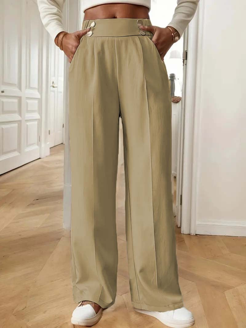 Elegant and airy high-waisted pants for women with wide legs and practical pockets Chic and Style