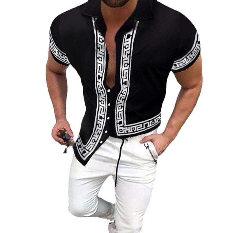 Chemise à manches courtes géométrique à boutons Chic und Stil