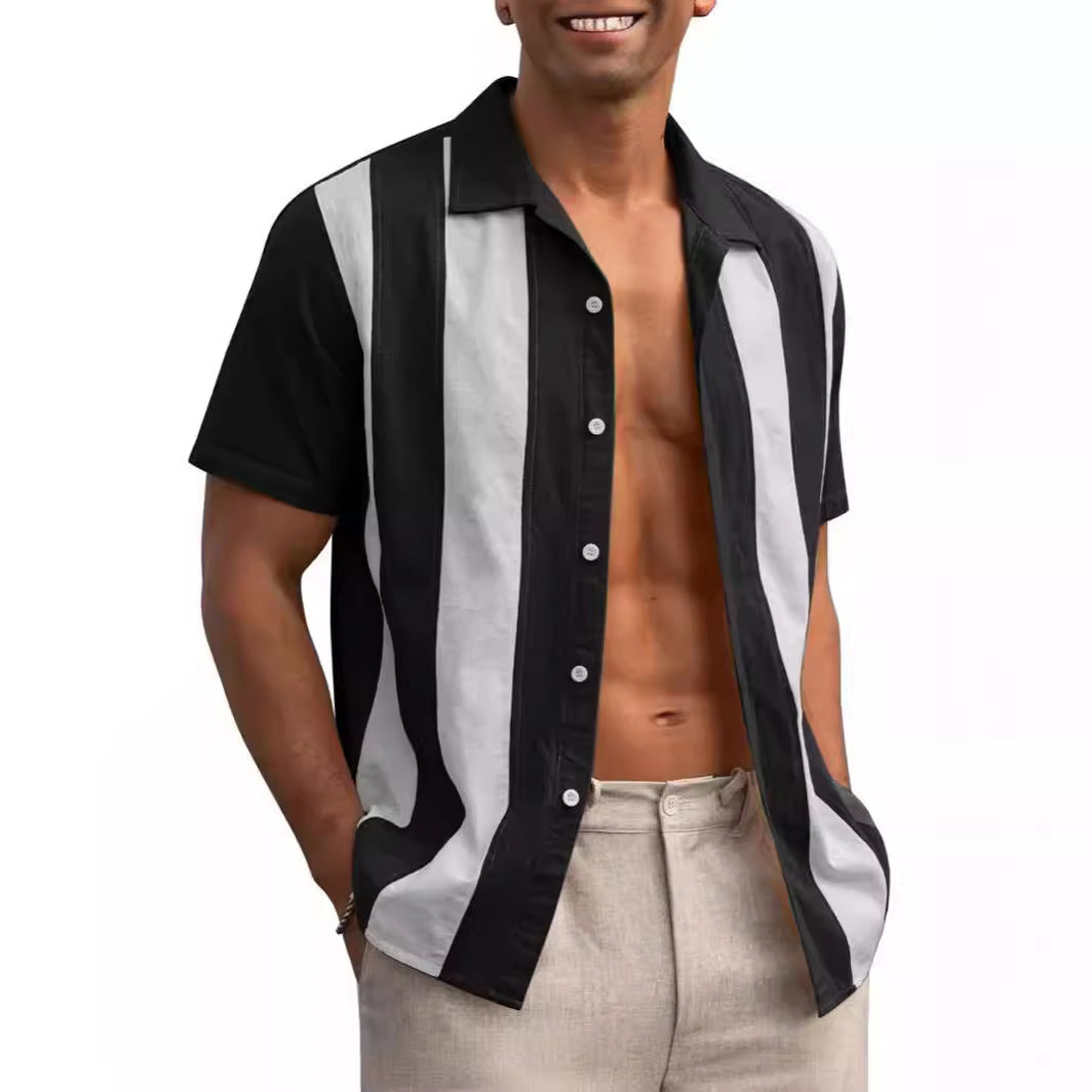 Chemise à manches courtes pour hommes avec un motif rayé élaboré Chic und Stil