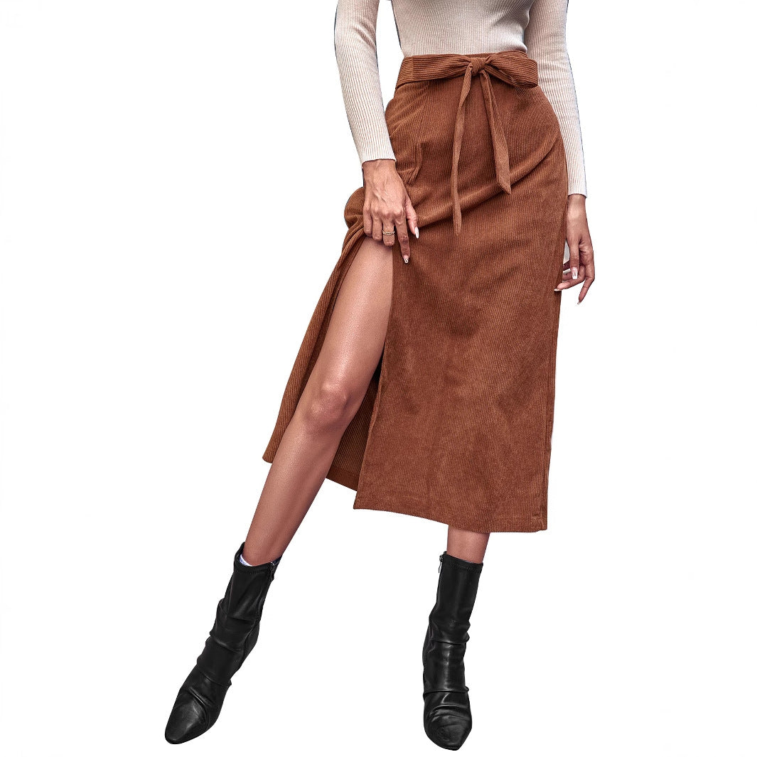 Jupe maxi pour femmes avec fente latérale et ceinture à nouer Chic und Stil