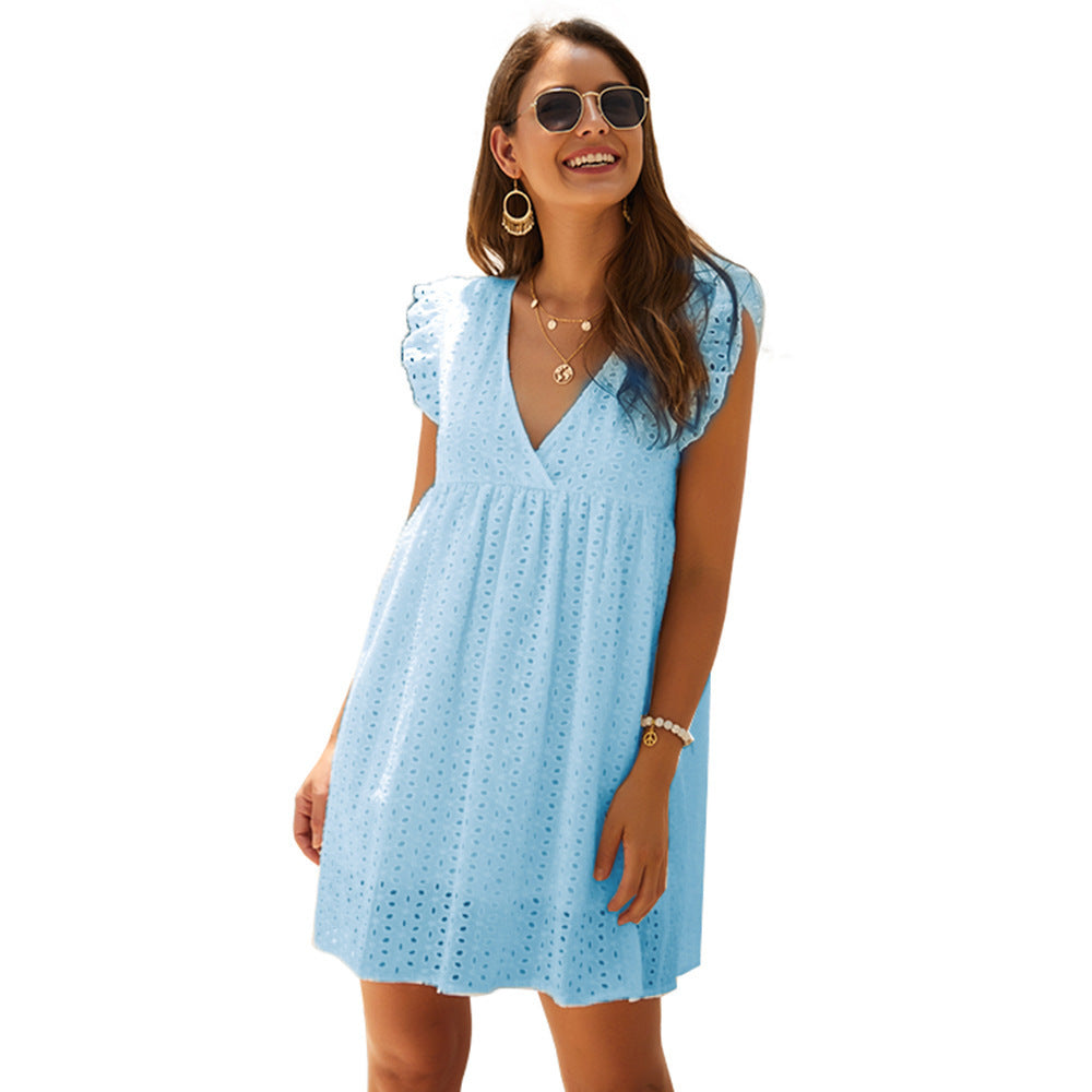 Robe d'été pour femmes avec motif d'yeux et manches volumineuses Chic und Stil