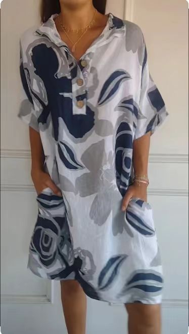 Robe de plage aérienne pour dames avec motif tendance et poches latérales Chic und Stil