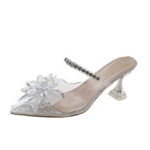 Dames Élégantes Mules avec avant transparent et détail en strass scintillant Chic und Stil