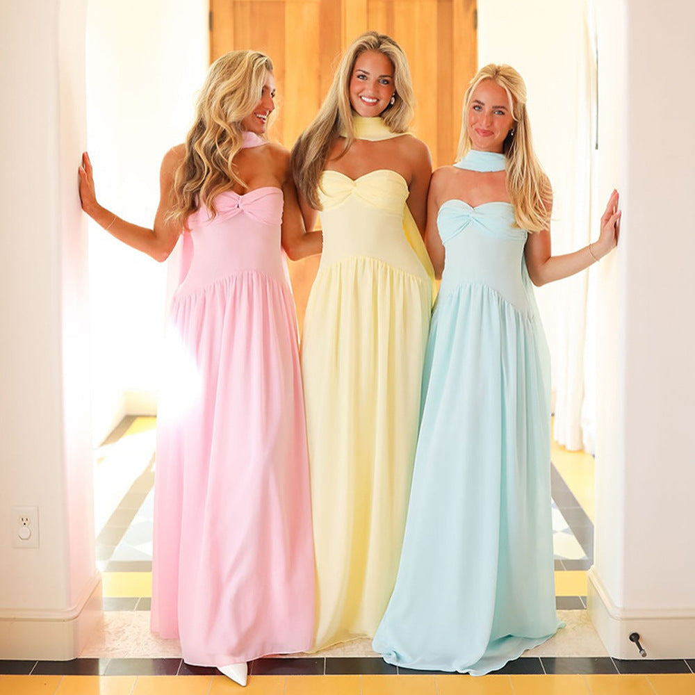 Robe maxi femme avec un élégant corsage à lacets et une jupe fluide Chic und Stil