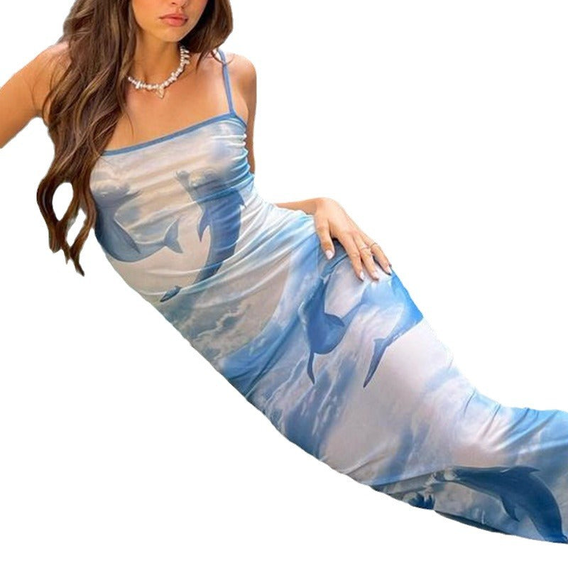 Robe Maxi Imprimé Abstrait Femme Chic und Stil