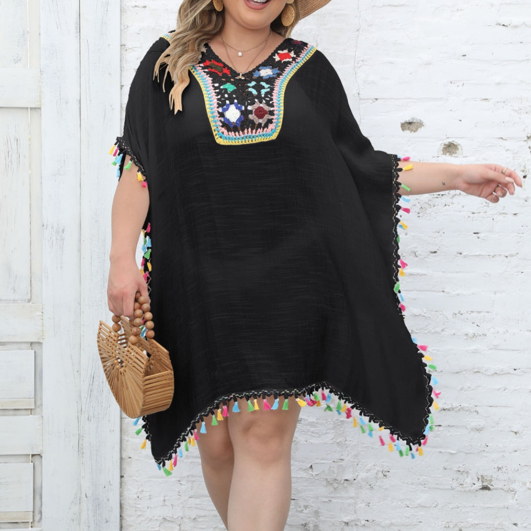 Robe de plage brodée à franges pour femmes Chic und Stil