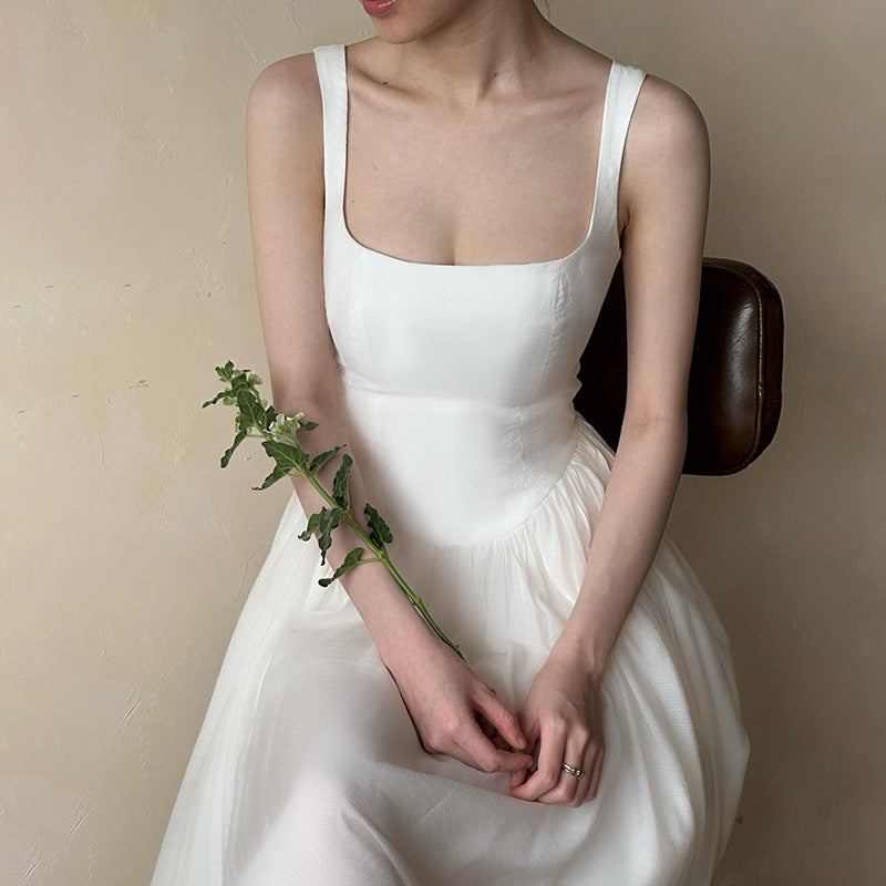 Robe maxi A-ligne à encolure carrée Chic und Stil pour femmes