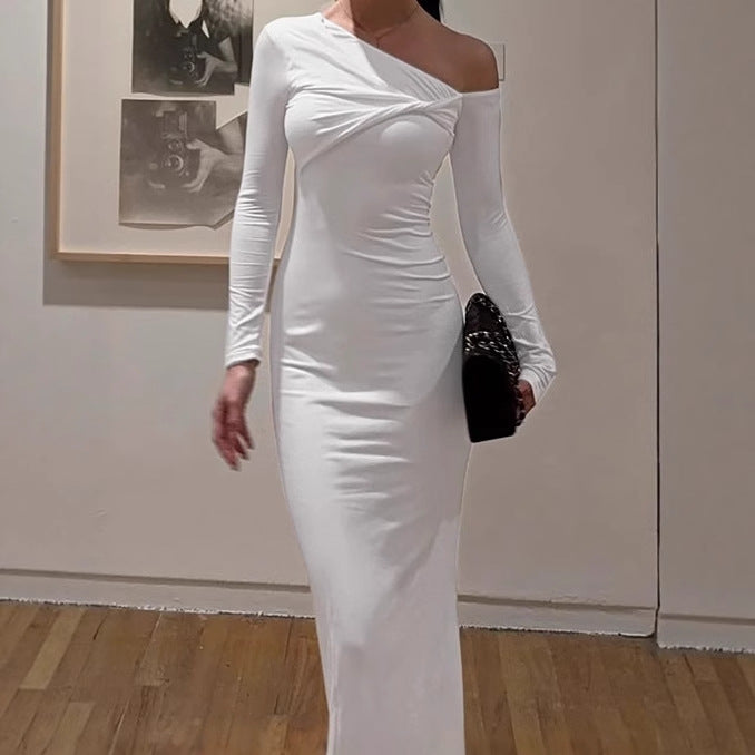 Robe maxi bodycon élégante pour femmes avec coupe asymétrique et décolleté plongeant Chic und Stil