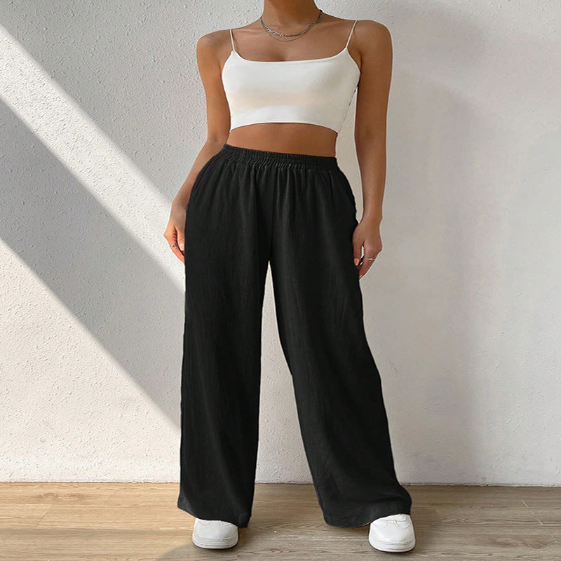 Pantalon ample de loisirs pour femmes avec taille élastique et poches latérales pratiques Chic und Stil