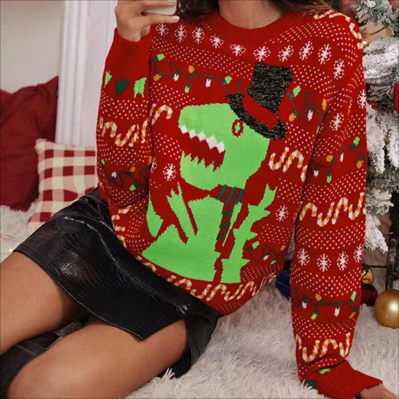Pull de Noël pour femmes avec motif T-Rex Chic und Stil