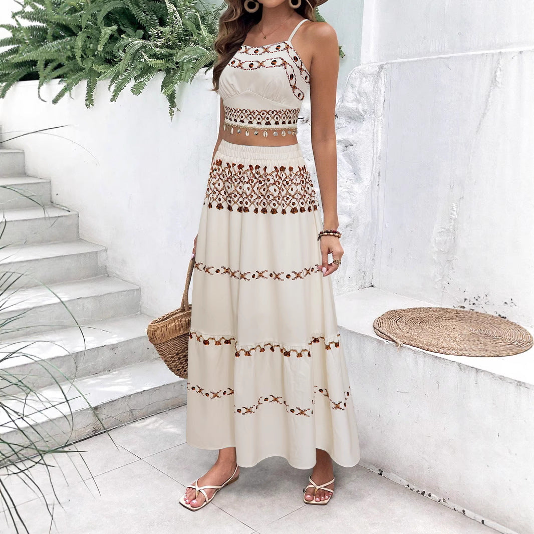 Robe maxi femme avec délicat motif brodé et silhouette aérienne Chic und Stil