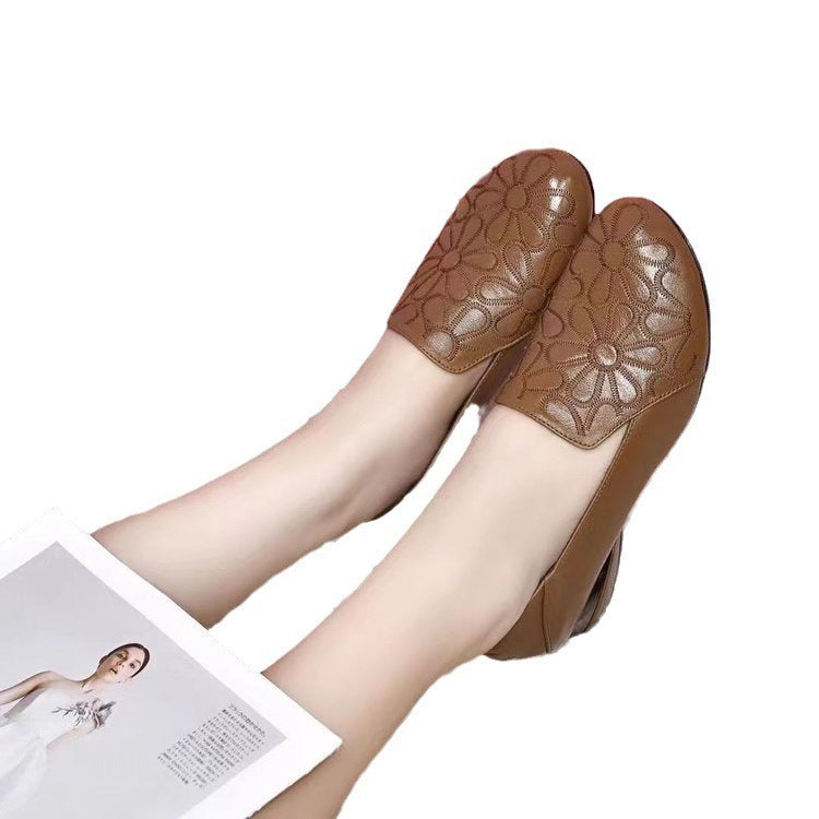 Bottines à talons à enfiler pour femmes en cuir avec motif floral Chic und Stil