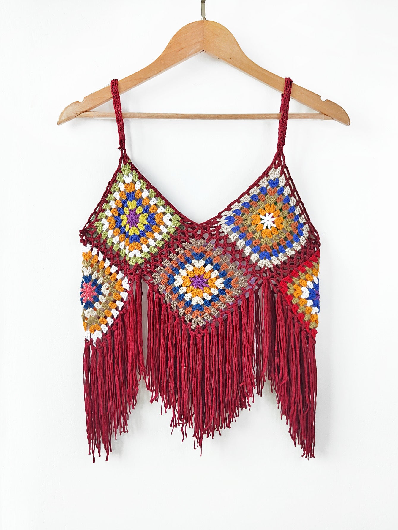 Top crop à franges au crochet pour femmes Chic und Stil