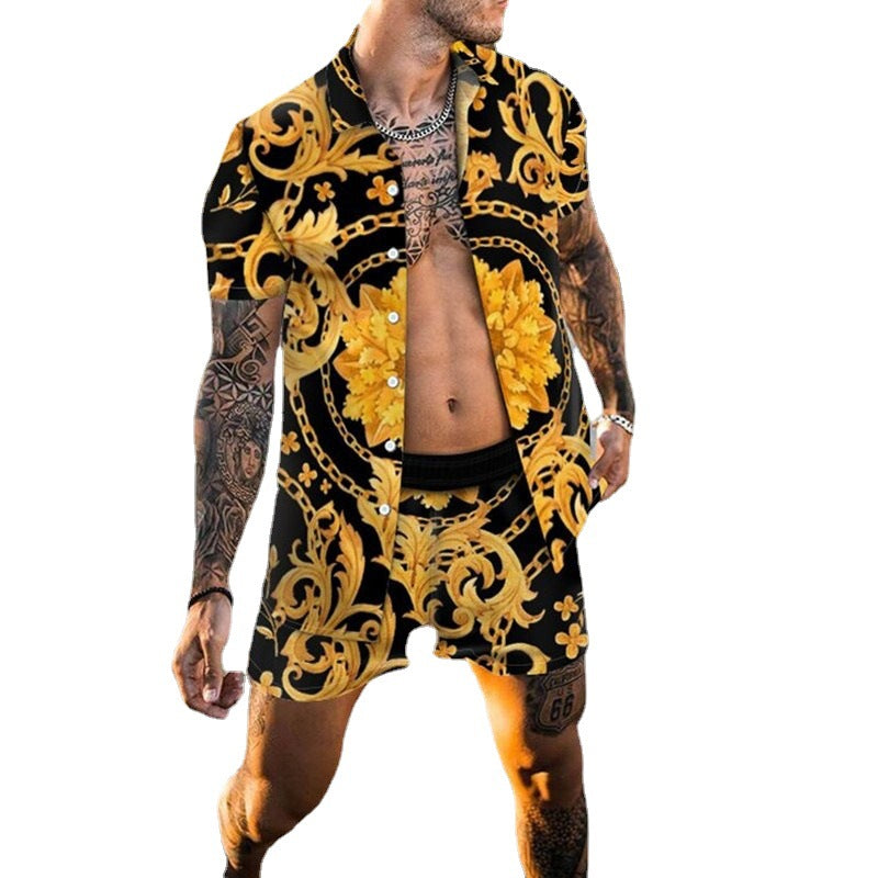 Hommes Ensemble Court Imprimé Tropical Chic und Stil