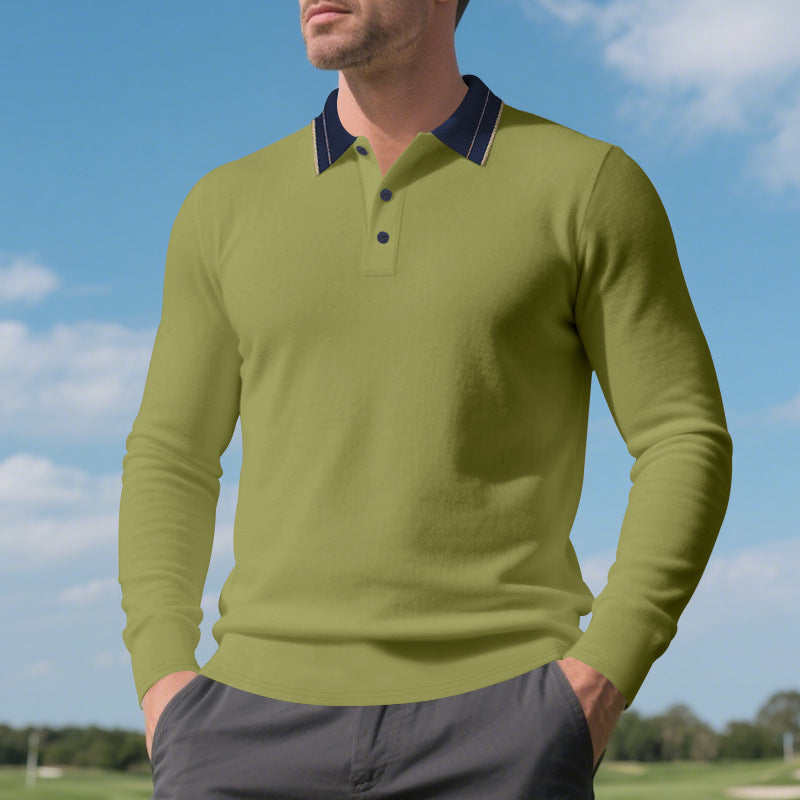 Polo pour homme à manches longues avec col élégant Chic und Stil