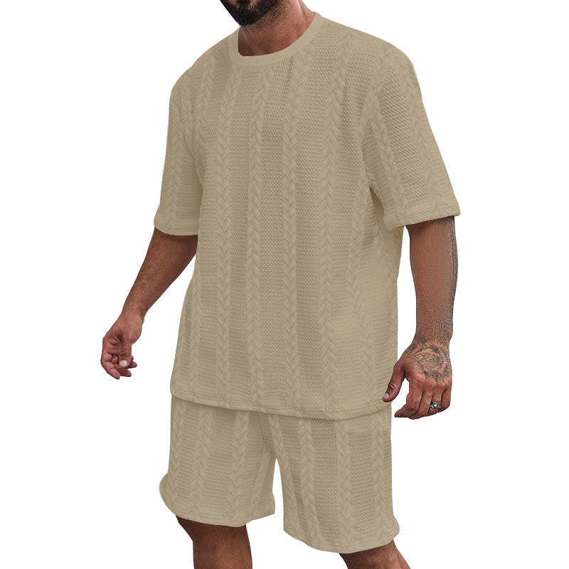 Hommes ensemble en tricot confortable avec haut court et shorts Chic und Stil