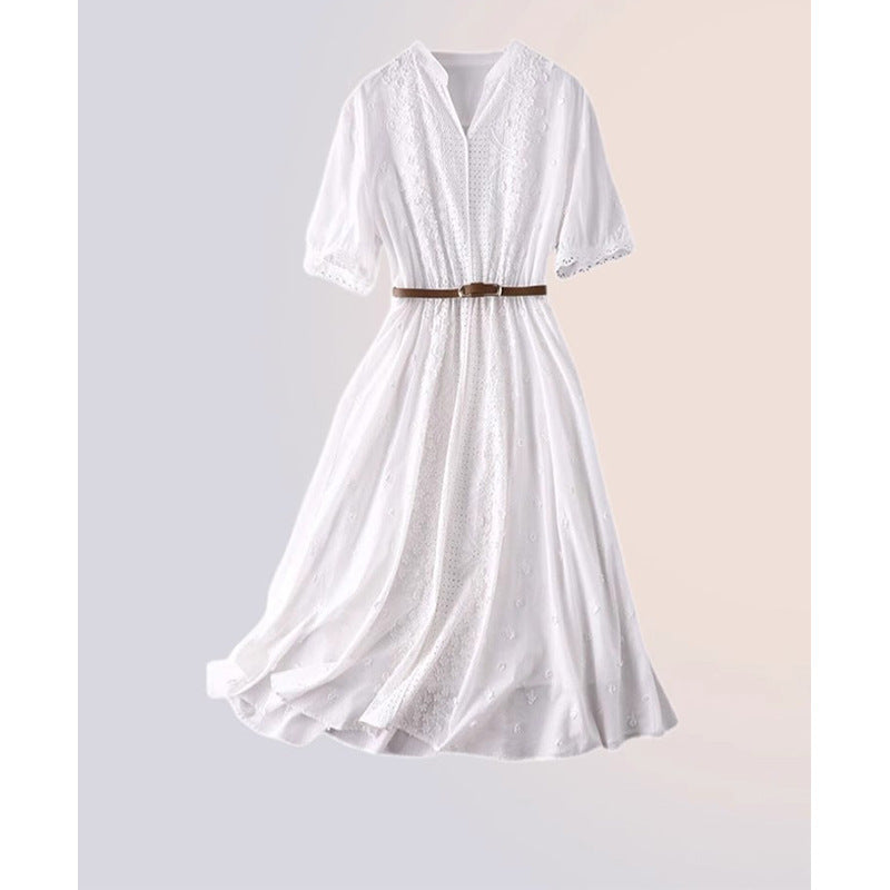 Robe midi brodée pour femme avec ceinture Chic und Stil