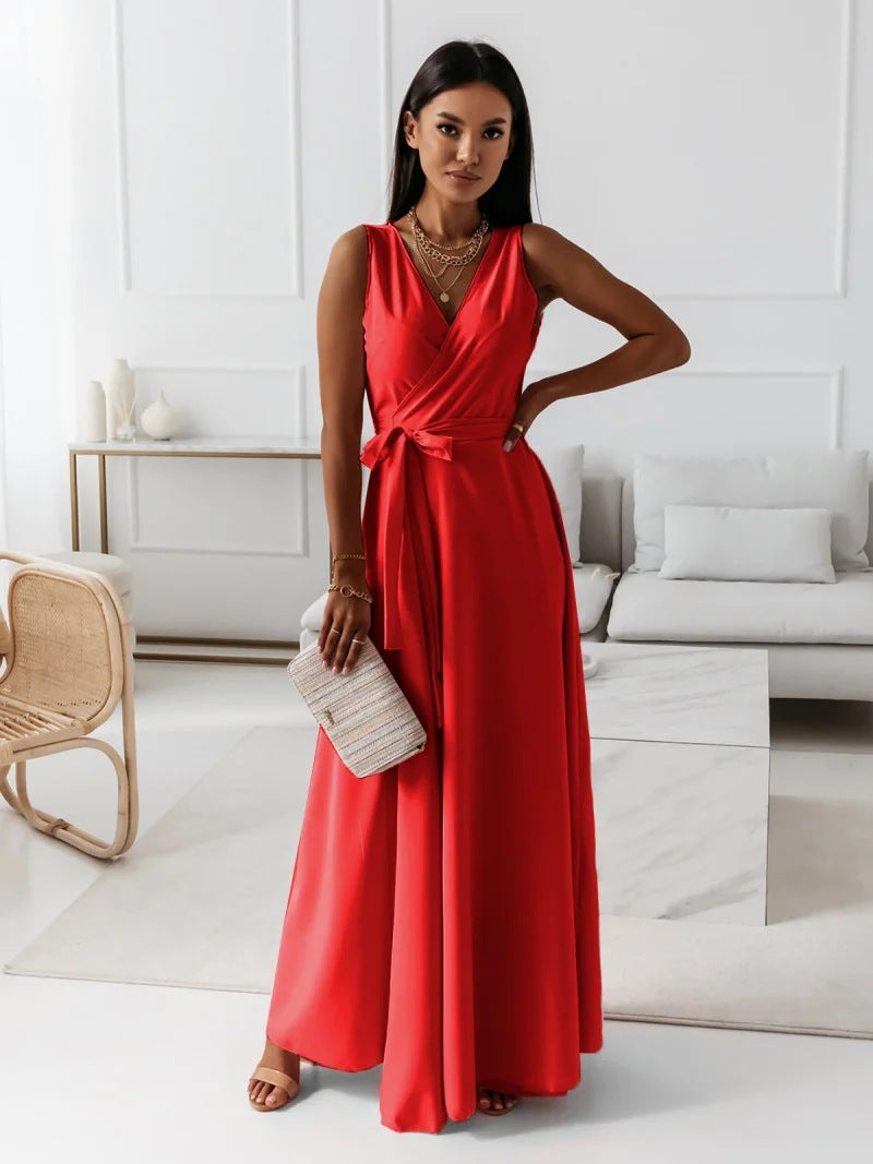 Robe maxi pour femmes avec look d'enveloppement et décolleté en V profond Chic und Stil